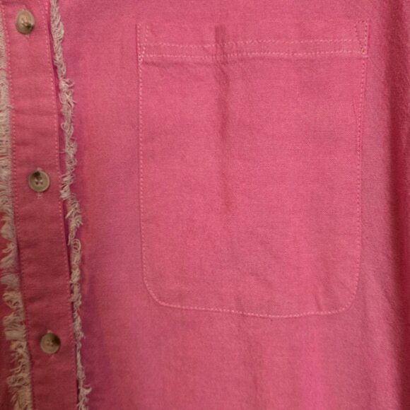 Ces Femme Fringe Waffle Knit Side Panels Shirt Womens Small Pink Denim - Picture 10 of 14